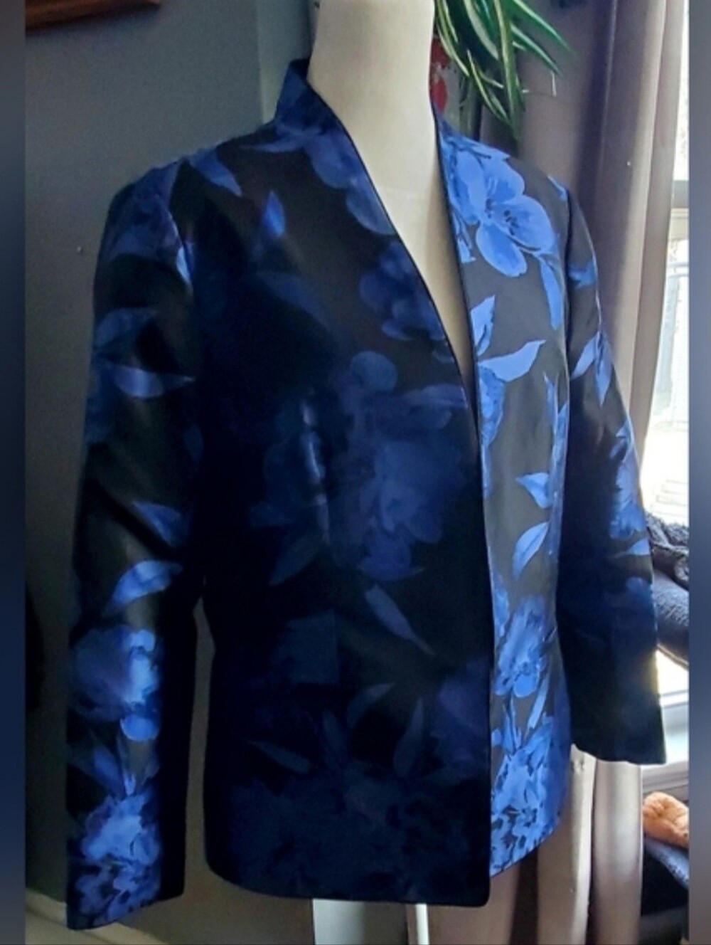 Kasper Floral Satin Open-Front Jacket